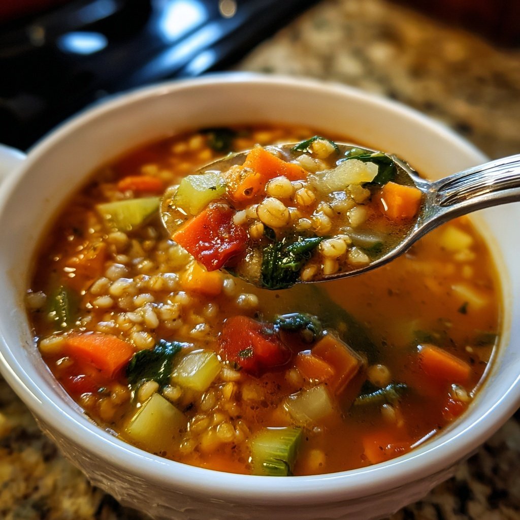 Healthy Crockpot Barley Vegetable Soup