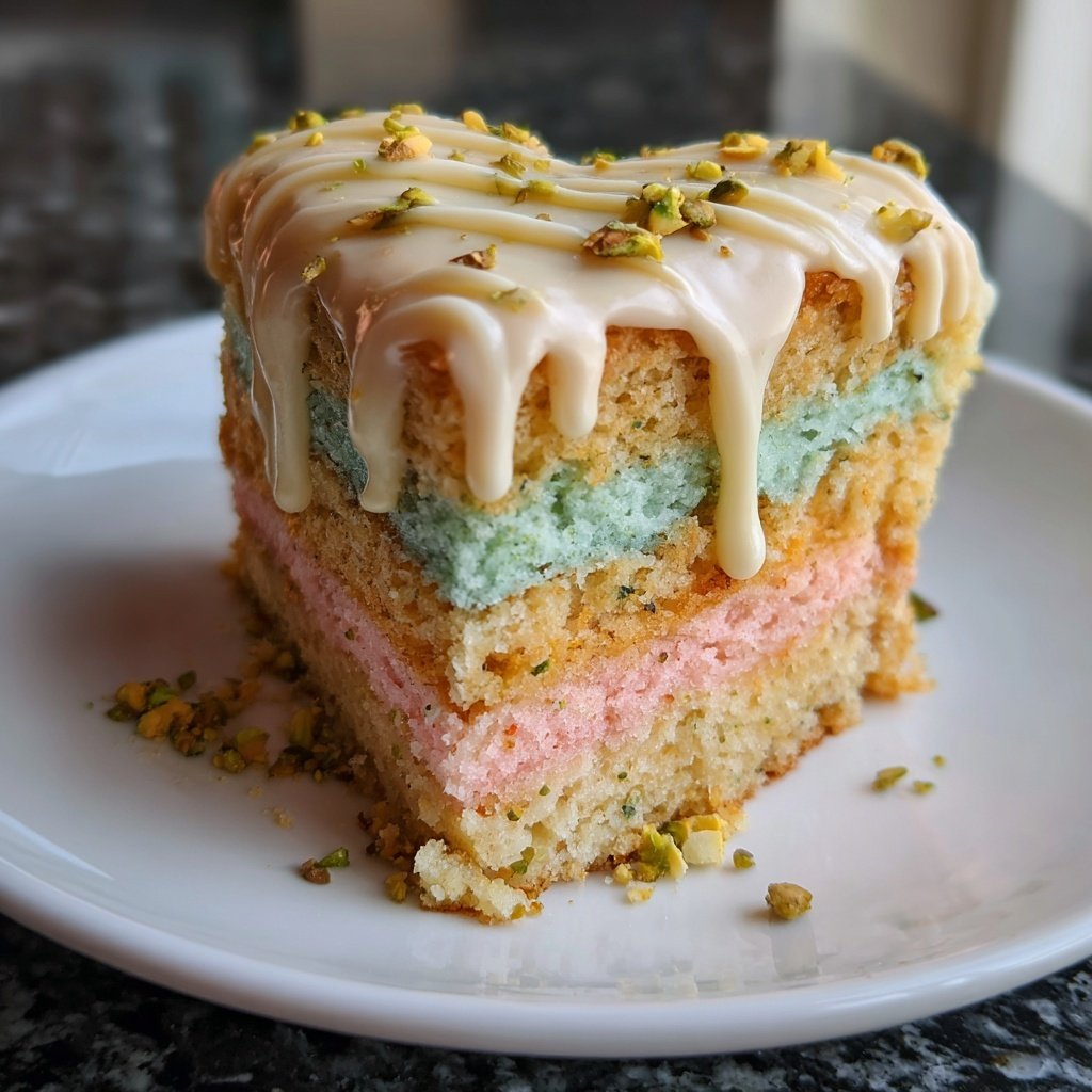 Mini Heart Cake with Pistachio Vanilla Frosting