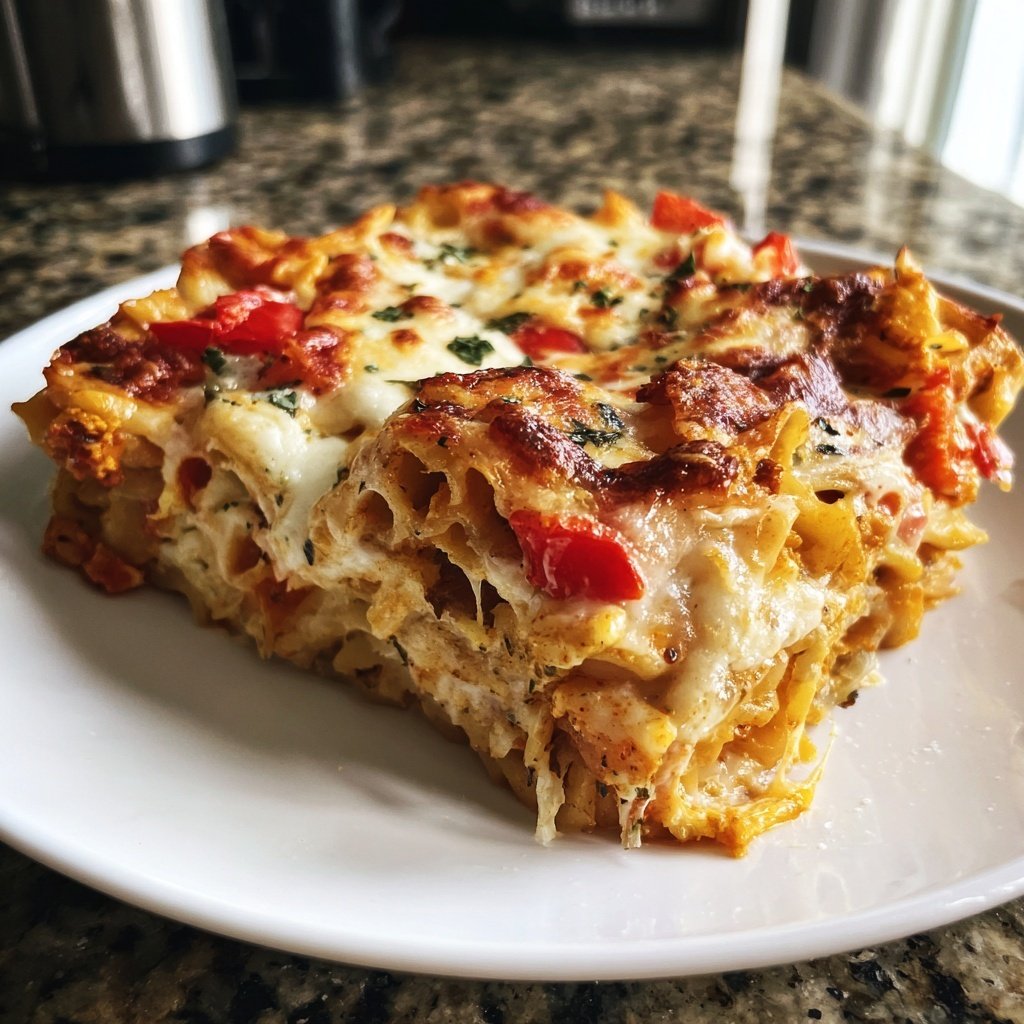 Roasted Red Pepper Veggie Pasta Bake