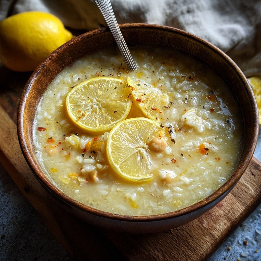Creamy Lemon Chickpea Rice Soup