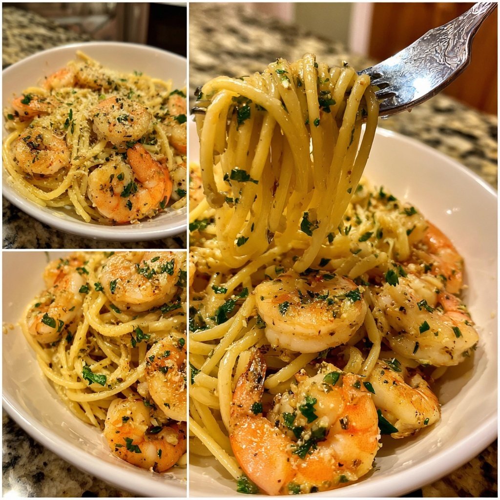 Romantic Lemon Garlic Shrimp Pasta